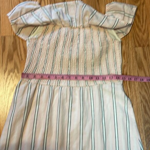 Hollister Pink Stripe Dress, Off shoulder Ruffle, Smocked back, Small - Picture 5 of 7